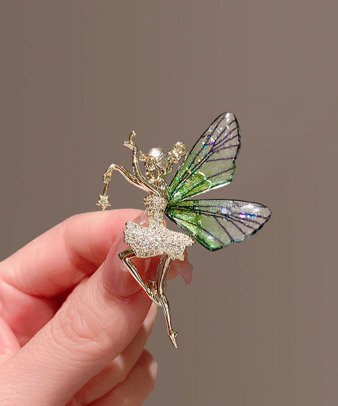 Diy Green Alloy Zircon Belle Butterfly Brooches