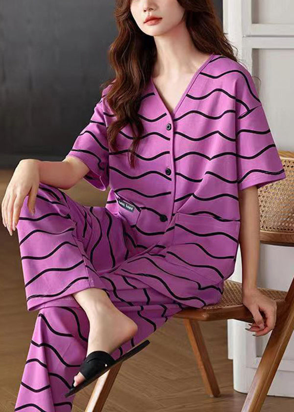 Summer Cotton Thin Loose Home Clothing Set