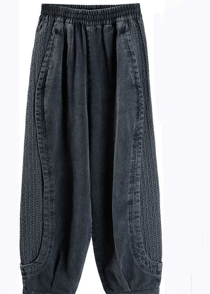 Grey Pockets Patchwork Harem Fall Denim Pants