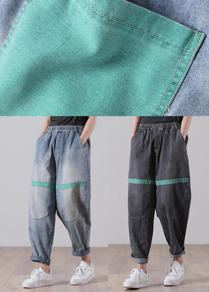 Black Patchwork Jeans Summer Cotton