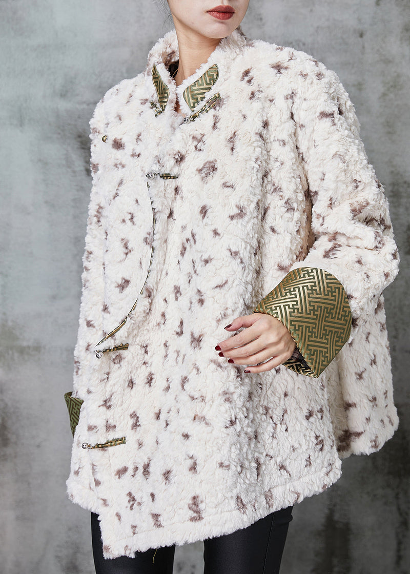 Apricot Print Fine Cotton Filled Faux Fur Jacket Spring