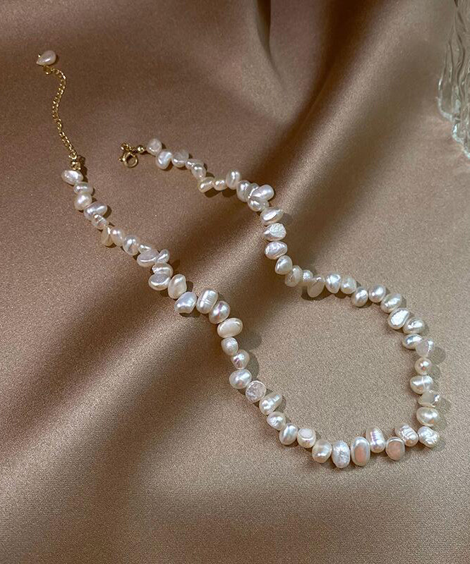 White Alloy Pearl Tassel Gratuated Bead Necklace