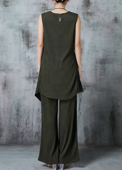 Modern Dull Green Asymmetrical Side Open Two Piece Set Summer