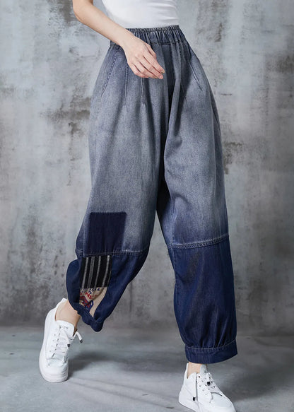 Gradient Color Oversized Patchwork Denim Pants Summer
