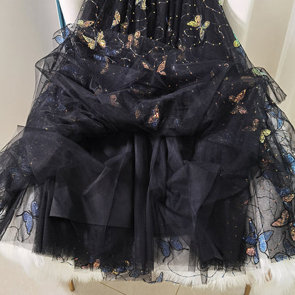 Black Embroidery Butterfly Sequins Tulle Summer Skirts