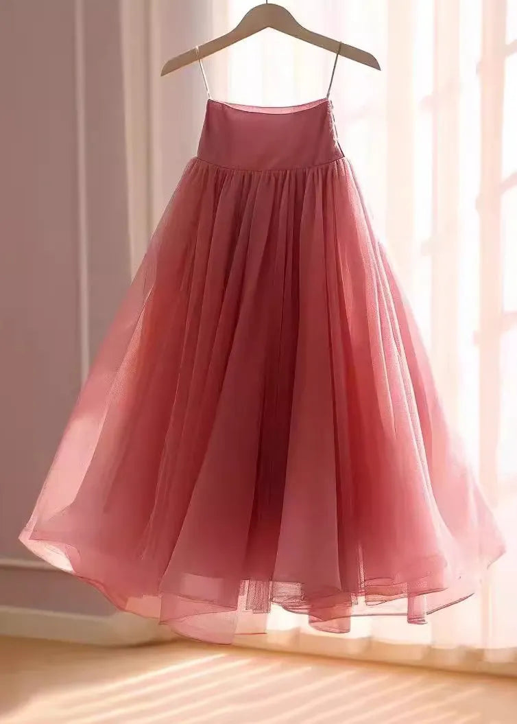 Rose High Waist Chiffon Skirts Fall