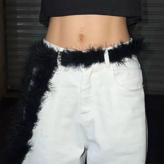 Y2k Mysterious Rebellious Furry Plush Waist Chain Belt