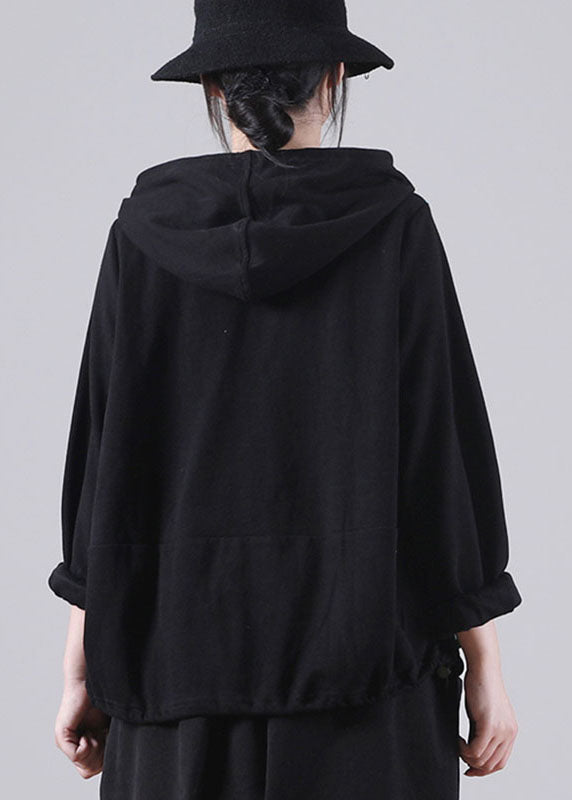 Comfy Red Hooded Drawstring Pockets Fall Patchwork Pullover Street Wear