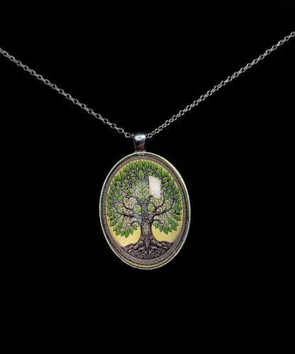 Ellipse Tree of Life Alloy Lariat Necklace