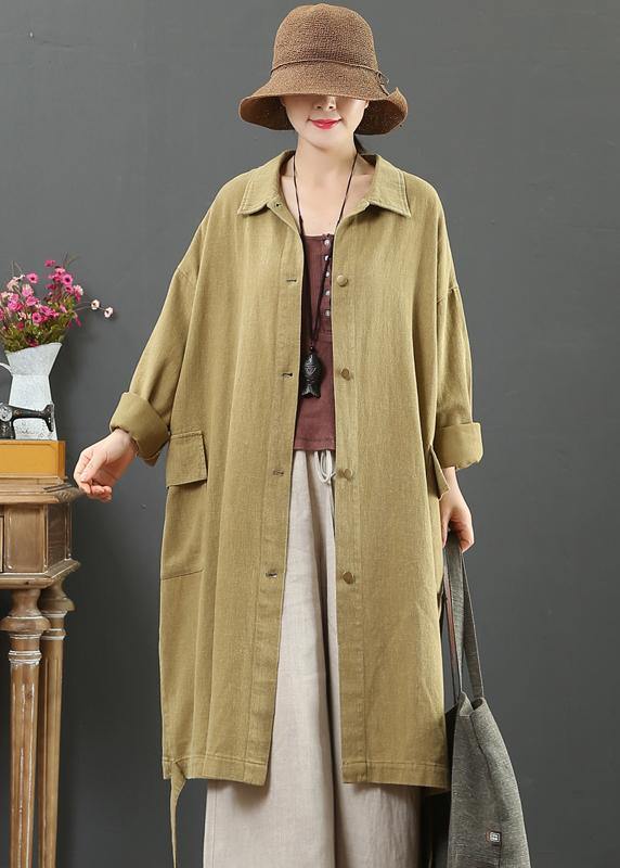 Lapel Pockets Spring Coat Khaki Clothing Outwear