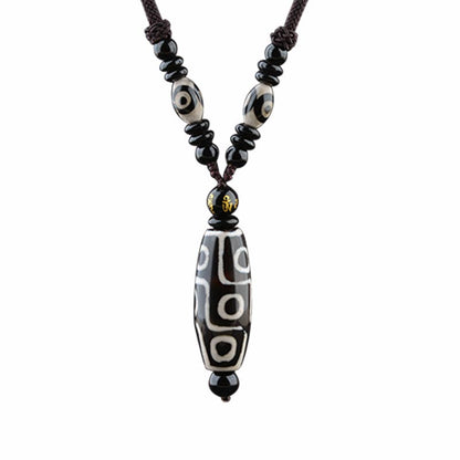 Buddha Stones Nine-eye Dzi Bead Wealth Protection Necklace
