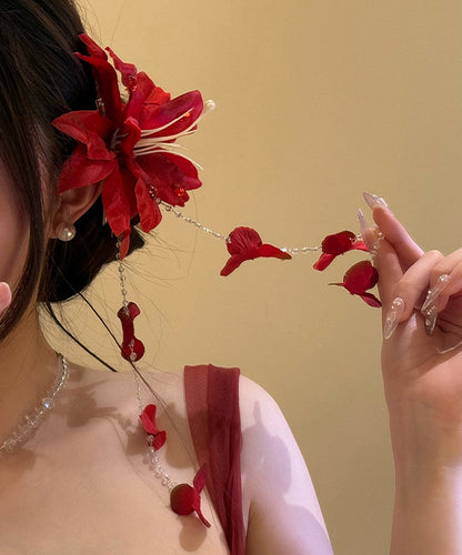 Unique Red Seed Pearl Tassel Hairpin