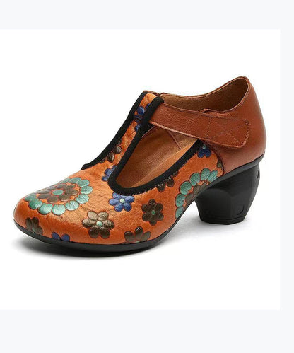 Style New Chunky Heel Soft Sole Handmade Flowers