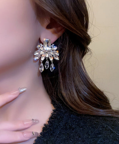 Style Nude Alloy Crystal Tassel Drop Earrings