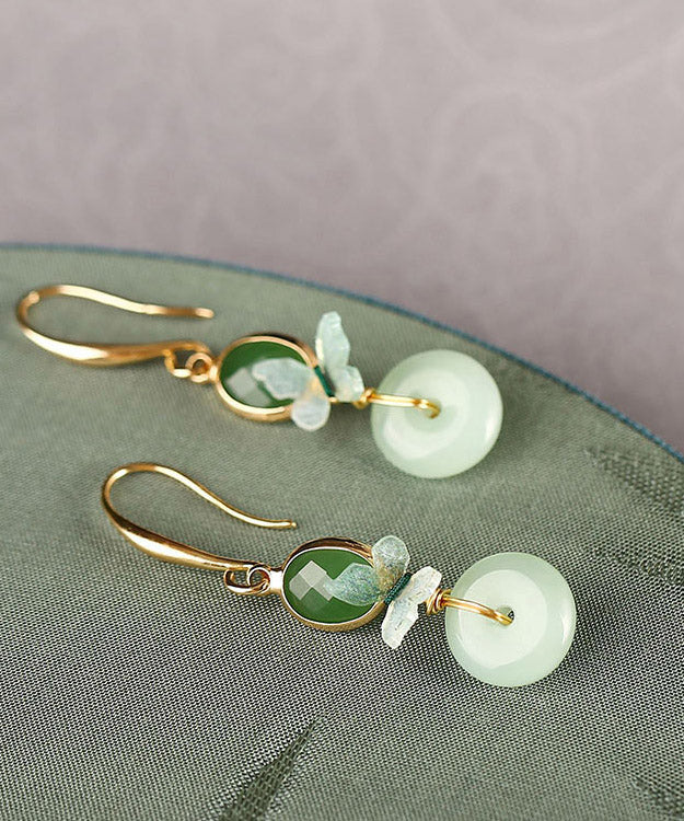 Green Copper Glaze Butterfly Drop Earrings