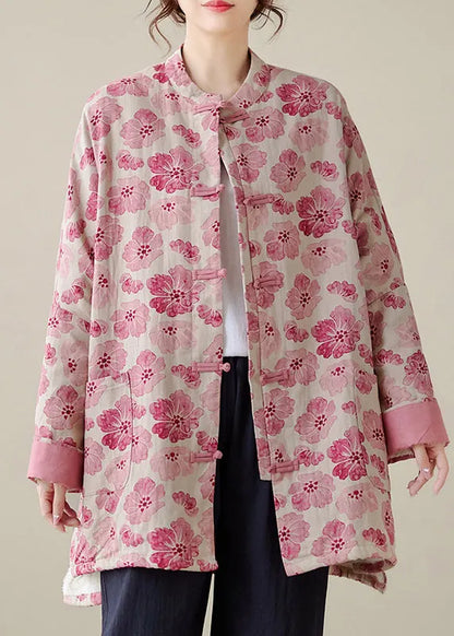 Organic Black Texture Oversized Print Fine Cotton Filled Coat Outwear Winter