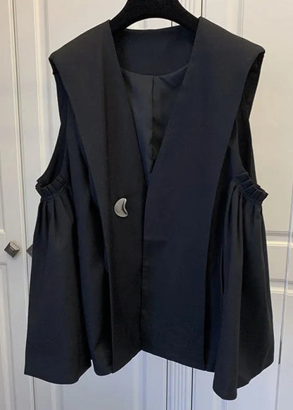 Classy Khaki Pleated Pockets Fall Sleeveless Waistcoat