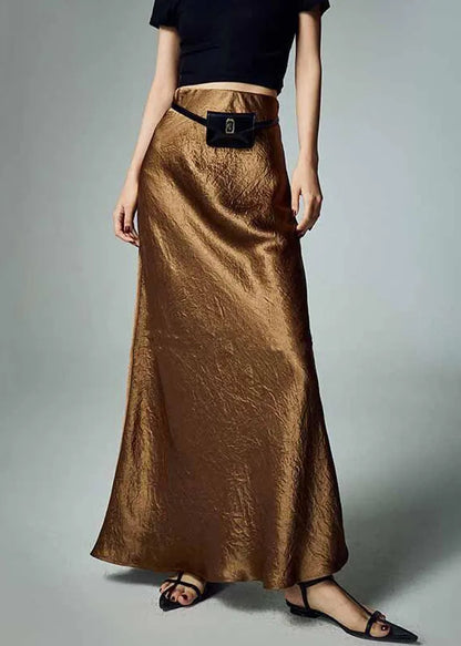 Simple Grey High Waist Silk Skirt Summer