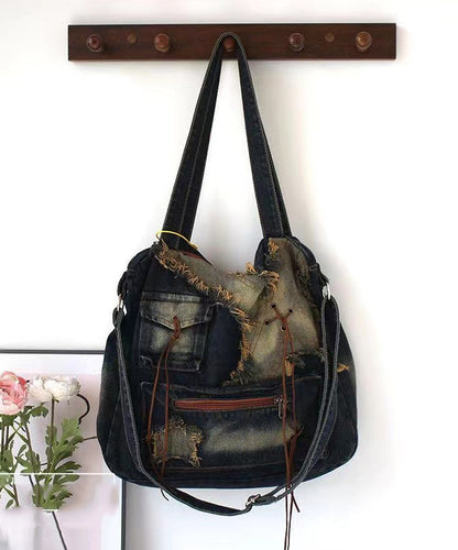 Tassel Large Capacity Denim Satchel Bag Handbag