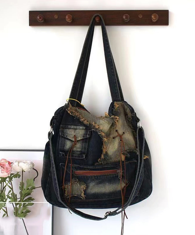 Tassel Large Capacity Denim Satchel Bag Handbag