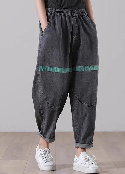 Black Patchwork Jeans Summer Cotton