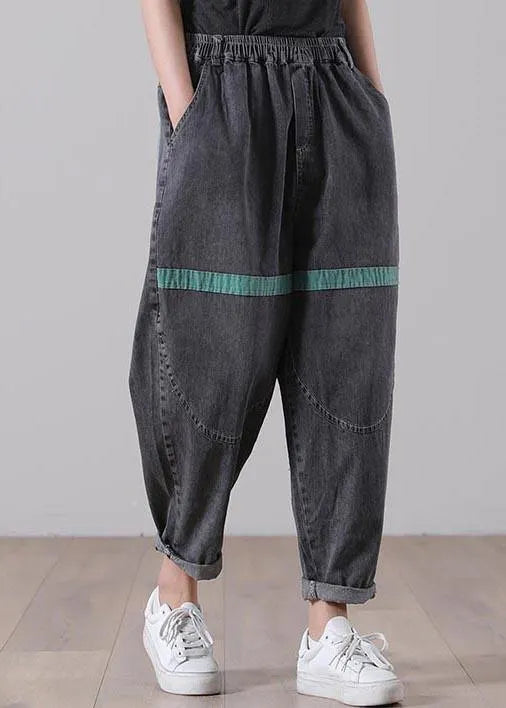 Black Patchwork Jeans Summer Cotton