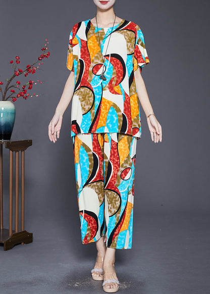 Oversized Print Cotton Two Pieces Set Summer