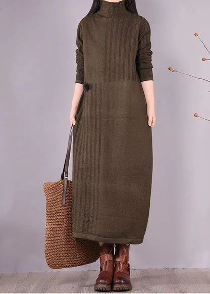 Vivid High Neck Spring Clothes Photography Chocolate Dress
