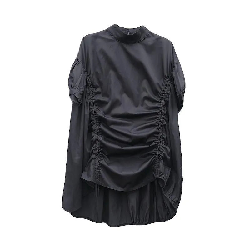 Modern White Dresses O Neck Drawstring Loose Dress