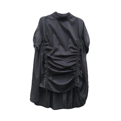 Modern White Dresses O Neck Drawstring Loose Dress