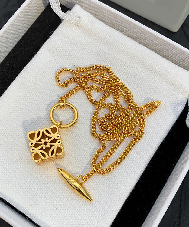 Classy Gold Copper Overgild 24k Gold Pendant Necklace