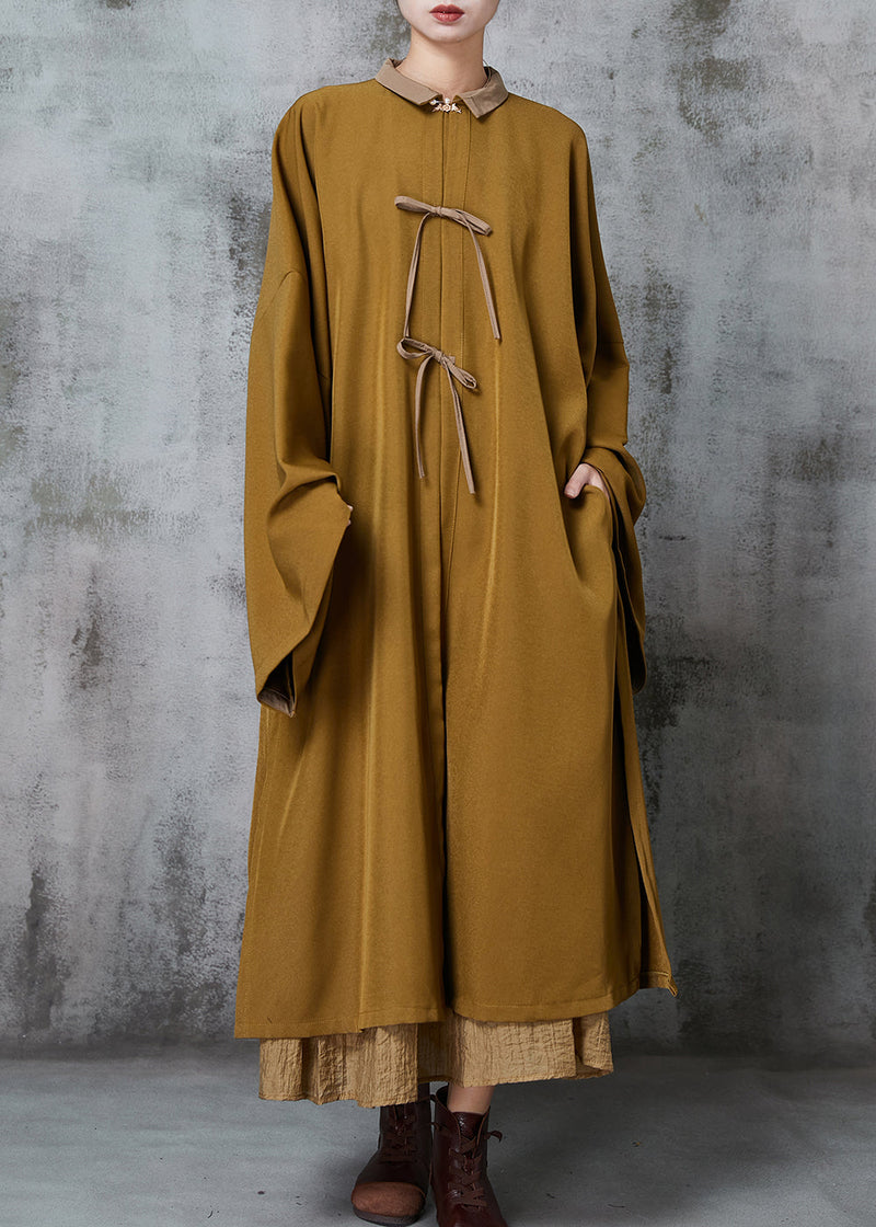 Unique Khaki Oversized Side Open Cotton Two Piece Set Clothing Spring