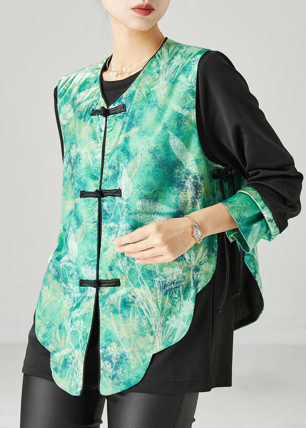 Green Tie Dye Chinese Button Sets 2 Pieces Spring