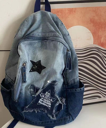 Fine Black Gradient Large Capacity Denim Backpack Bag