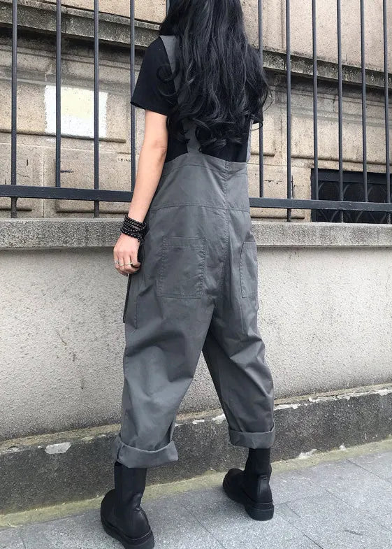 Grey Slash Neck Cozy Jumpsuits