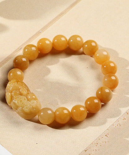 Yellow Jade a Mythical Wild Animal Beaded Bracelet