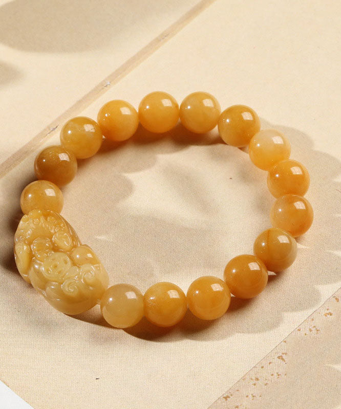 Yellow Jade a Mythical Wild Animal Beaded Bracelet