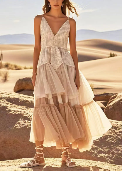 Apricot Exra Large Hem Patchwork Tulle Sundress Summer