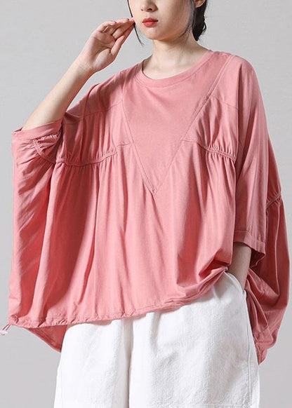Diy Pink Cinched Cotton Shirt Top Summer Short Sleeve