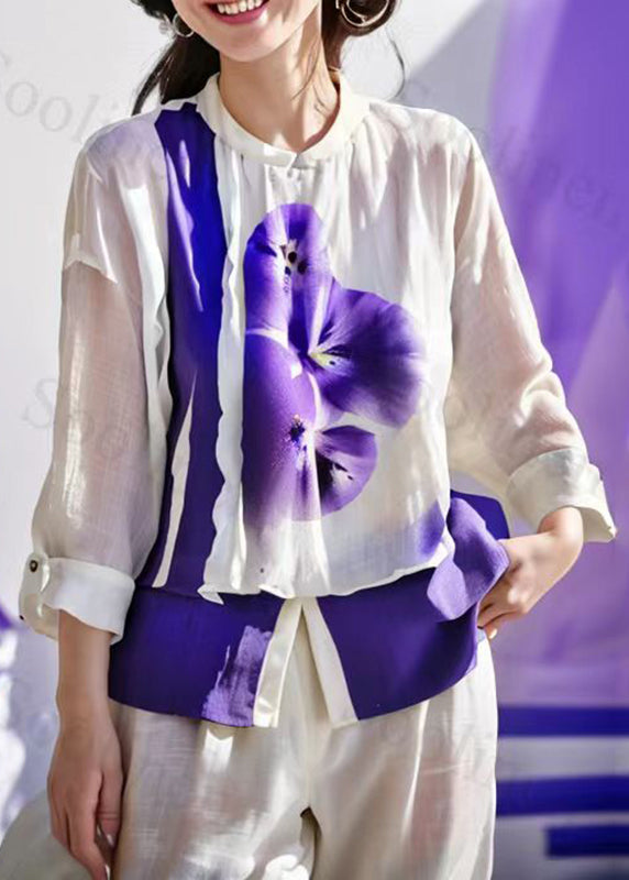 Beige O-neck Print Patchwork Shirt Fall