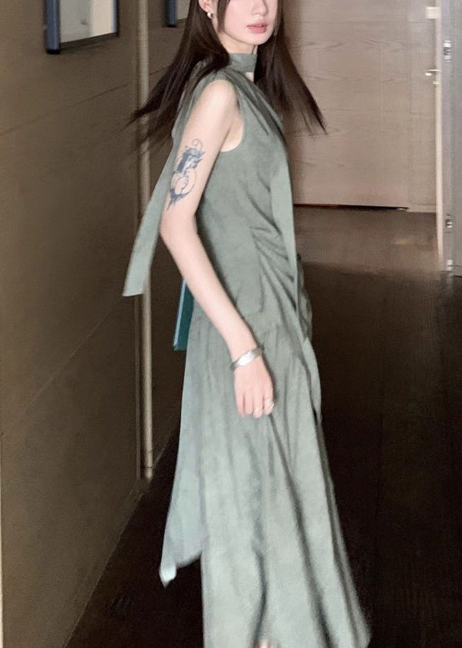 Style Green Asymmetrical Cotton Sets 2 Pieces Summer