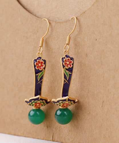 Boutique Green Sterling Silver Jade Agate Drop Earrings