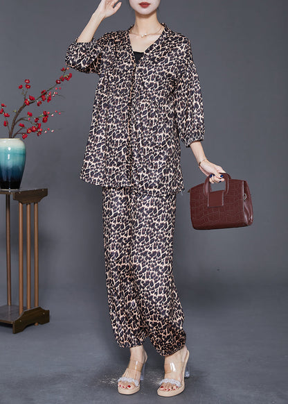 Leopard Print Oversized Cotton Two-piece Set Fall