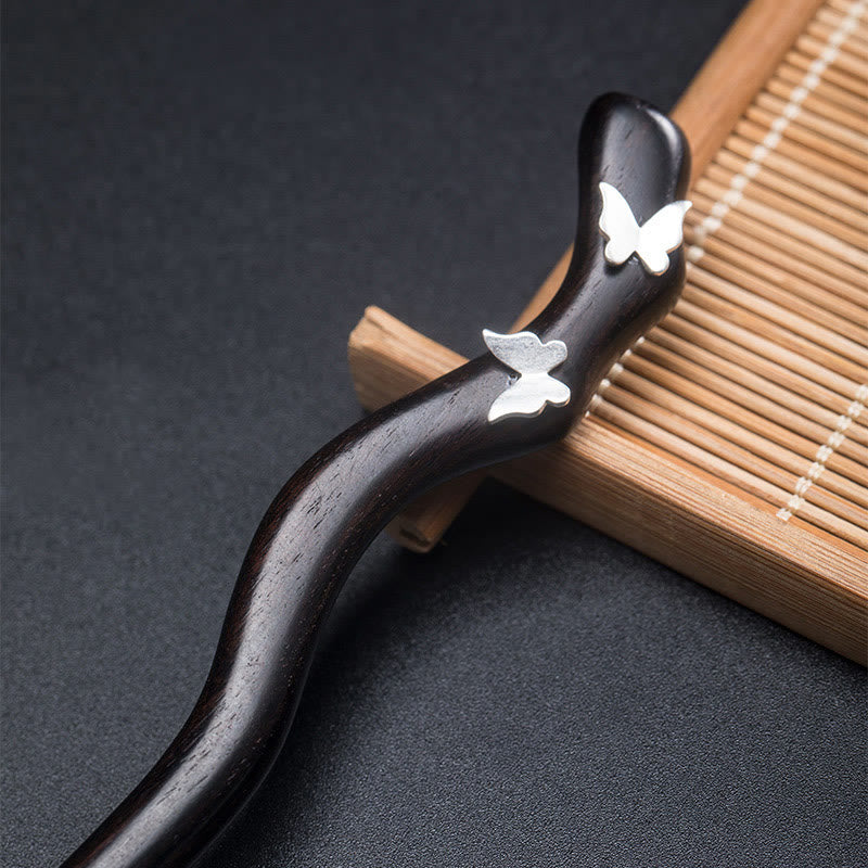 Ebony Butterfly Hairpin 925 Silver | Chinese Style Relaxation