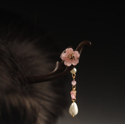 Ebony Flower Butterfly Blessing Hairpin | Chinese Hairpin