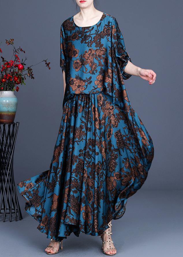 Silk Irregular Dress Blue