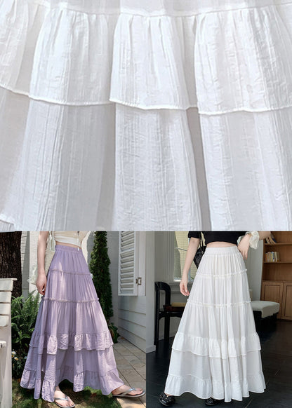 Purple Elastic Waist Draping a Line Skirts Summer