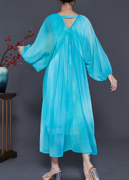 Lake Blue Oversized Tie Dye Chiffon Dresses Spring