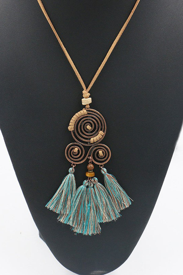 Style Tassel Flower Pendant Style Retro Necklace