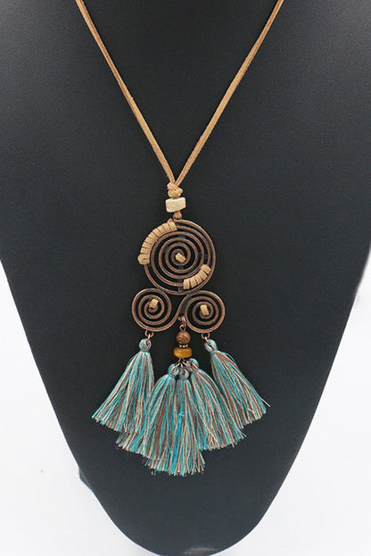 Style Tassel Flower Pendant Style Retro Necklace
